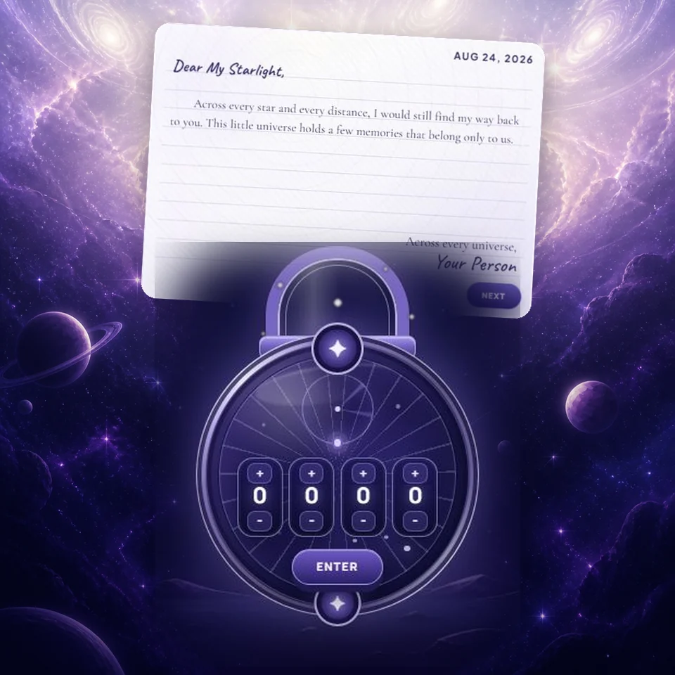 Actual Love Lock Galaxy padlock and revealed letter screens