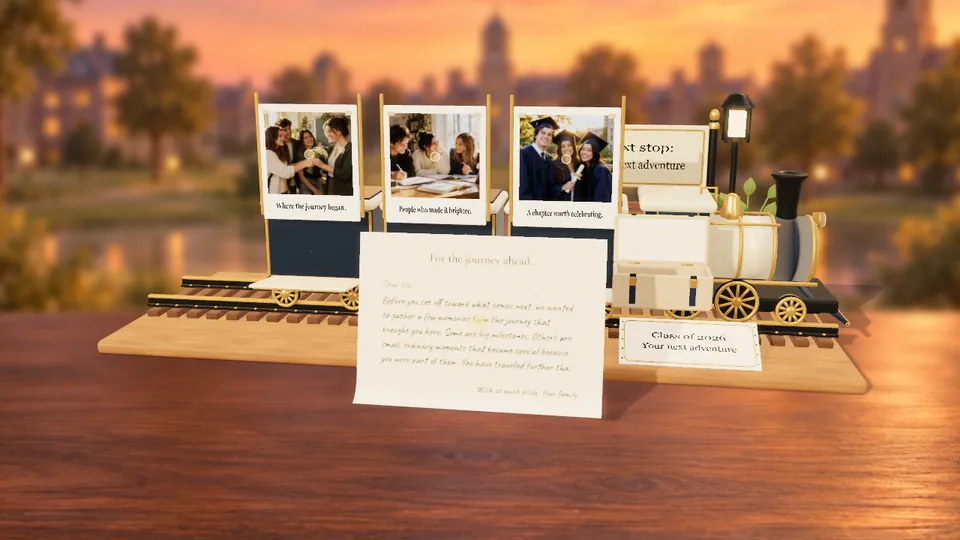Turn graduation memories into a journey with a personal destination, photos and a letter.