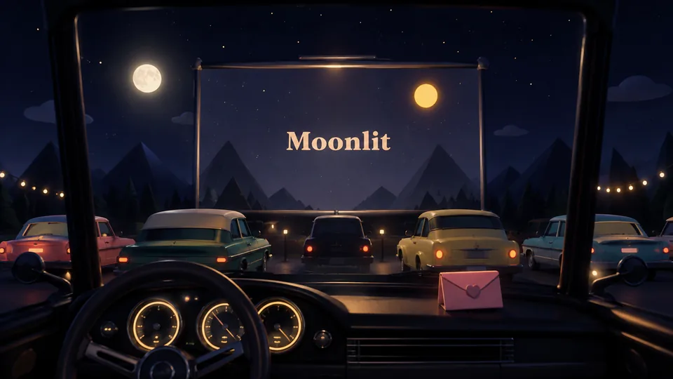 Outside Theatre moonlit projector scene