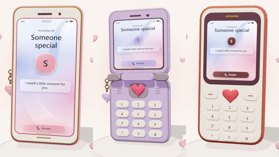 Three real Phone models and interactive letter screens