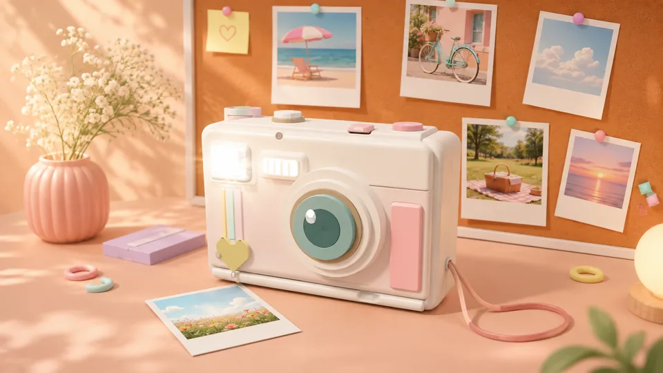 Interactive Polaroid camera full of photo notes