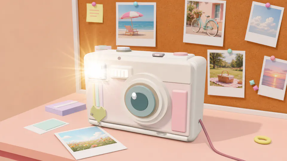 Interactive Polaroid camera template preview